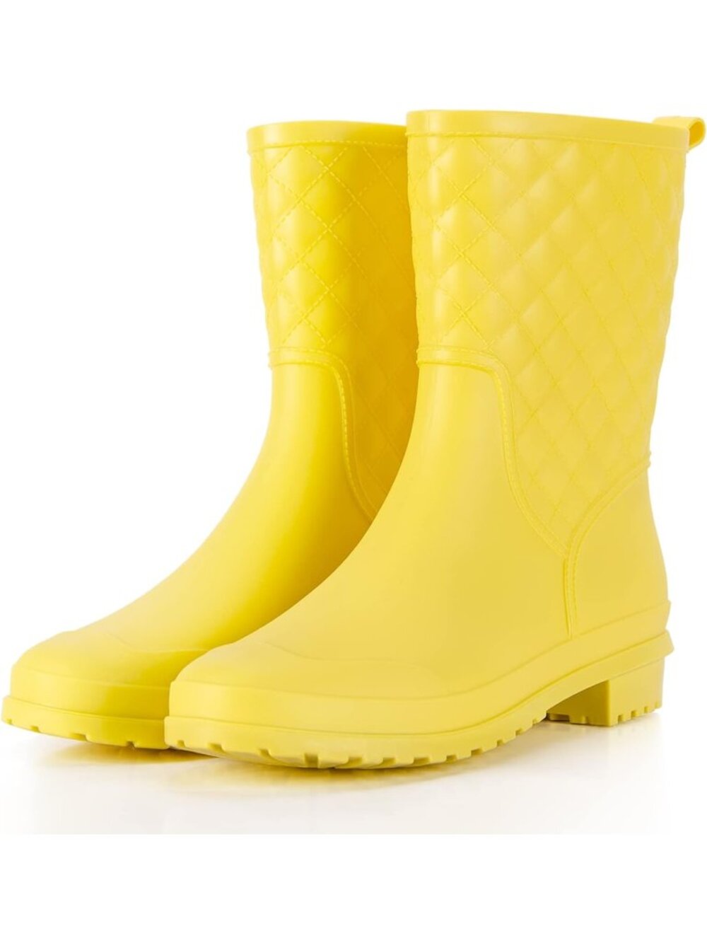 Women's Yellow Comfortable Waterproof Mid Calf Lightweight Cute Rain Boot